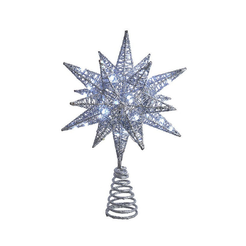 11" 60-Light Warm White Twinkling Super-bright LED Silver Starburst Treetop