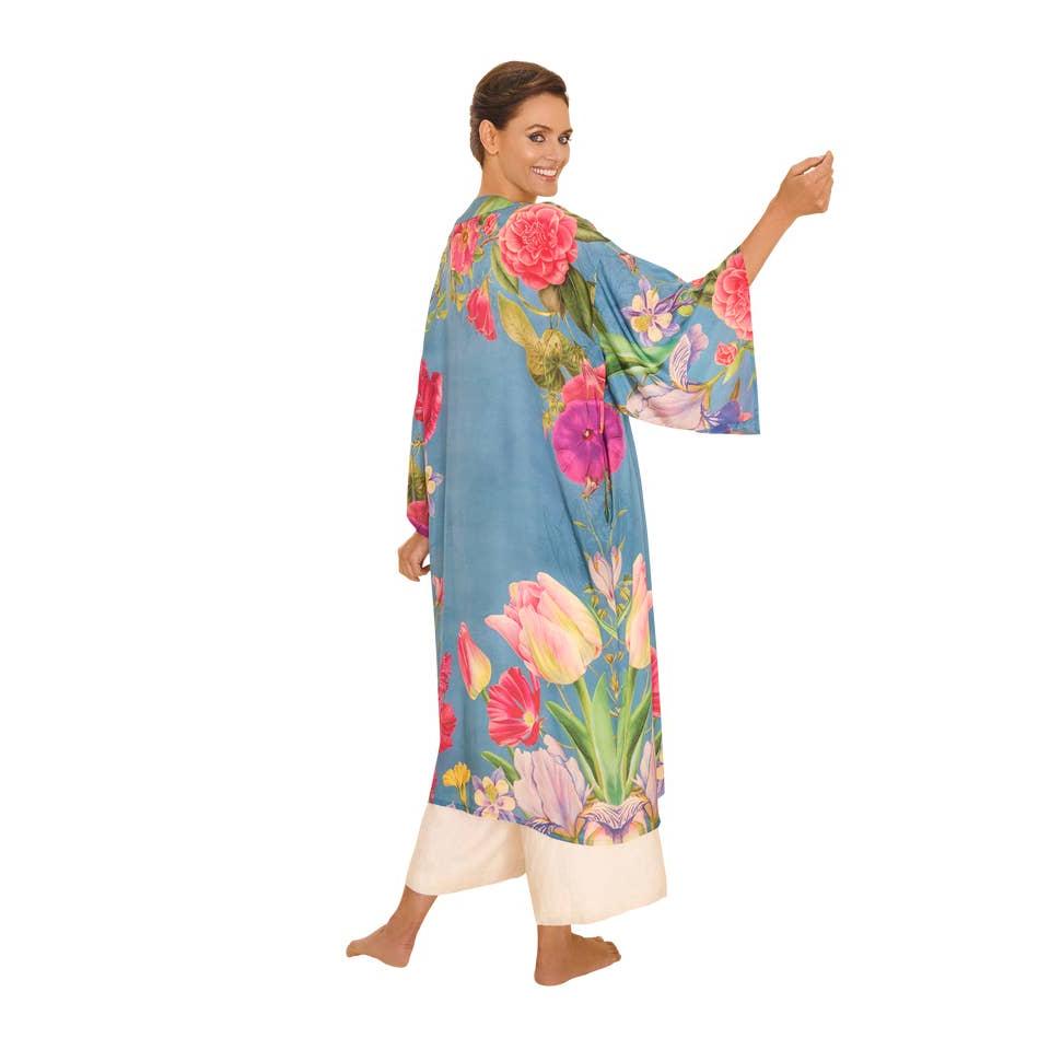 Floral Study Kimono Gown - Denim