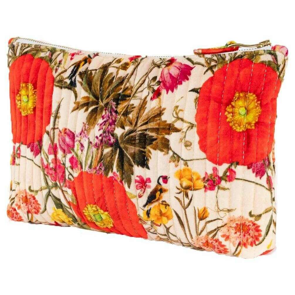 Fine Flowers Quilted Velvet Zip Pouch