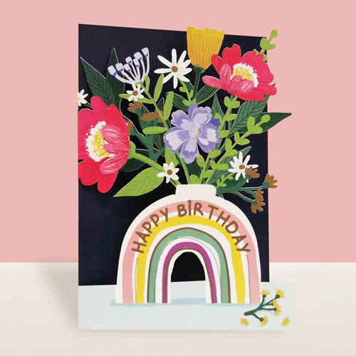 Die-cut Rainbow Vase Birthday Card