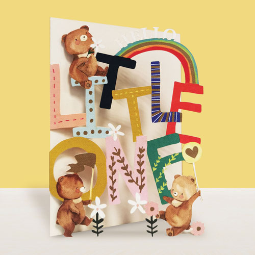 Die Cut Hello Bear New Baby Greeting Card