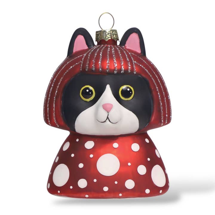 Yayoi Kusameow Kusama Tuxedo Cat Ornament