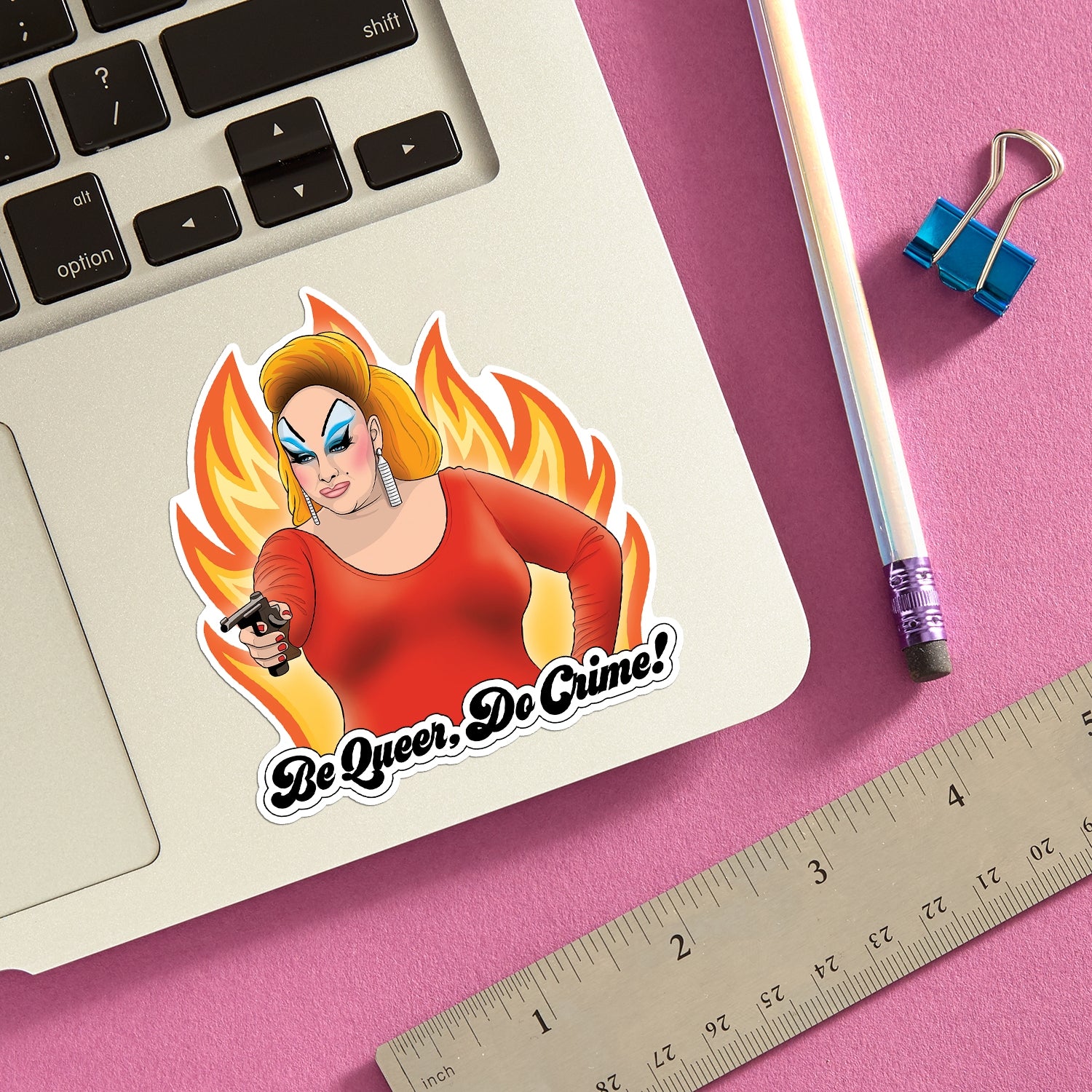 Die Cut Sticker: Divine Be Queer Do Crime!