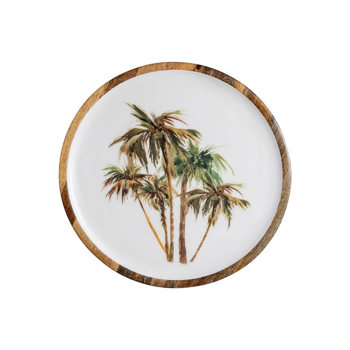 Mango Wood Colorful Palm Tree Plate