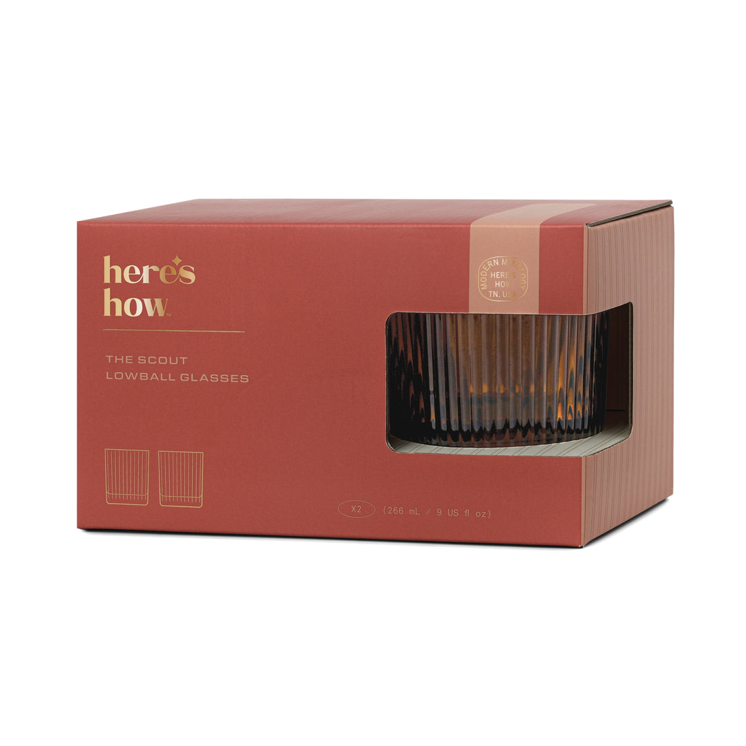 The Scout Lowball Glass - Amber Set of 2