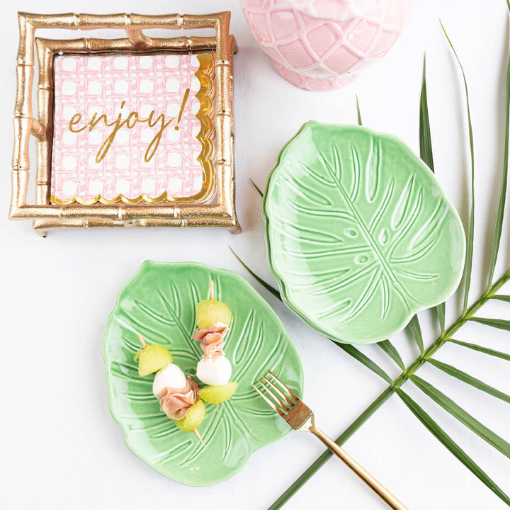 Palm Leaf Ceramic Dish