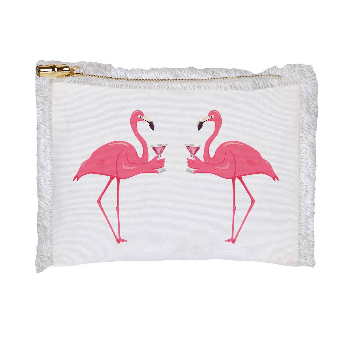 Flamingos Drinking Cocktails Zipper Pouch - Just Fabulous Palm Springs