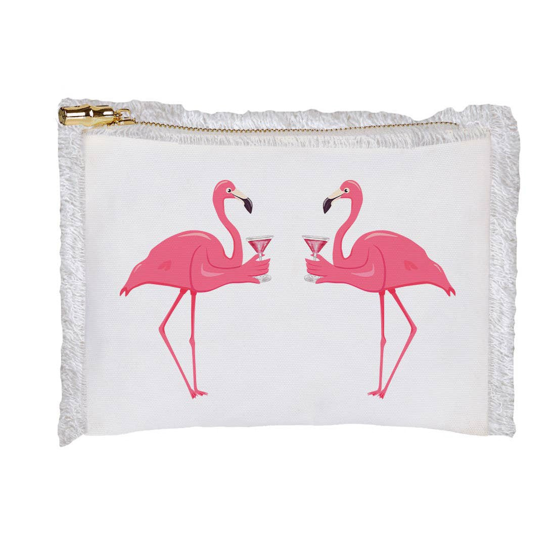 Flamingos Drinking Cocktails Zipper Pouch