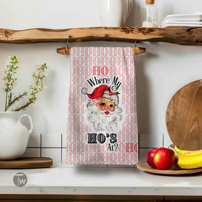 Where My Ho's At Waffle Weave Kitchen Towel