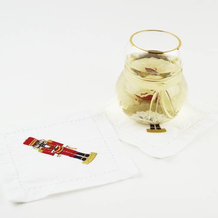 Nutcracker Embroidered Cocktail Napkin Box Set