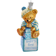 Baby's First Christmas Baby Bear Ornament - Blue