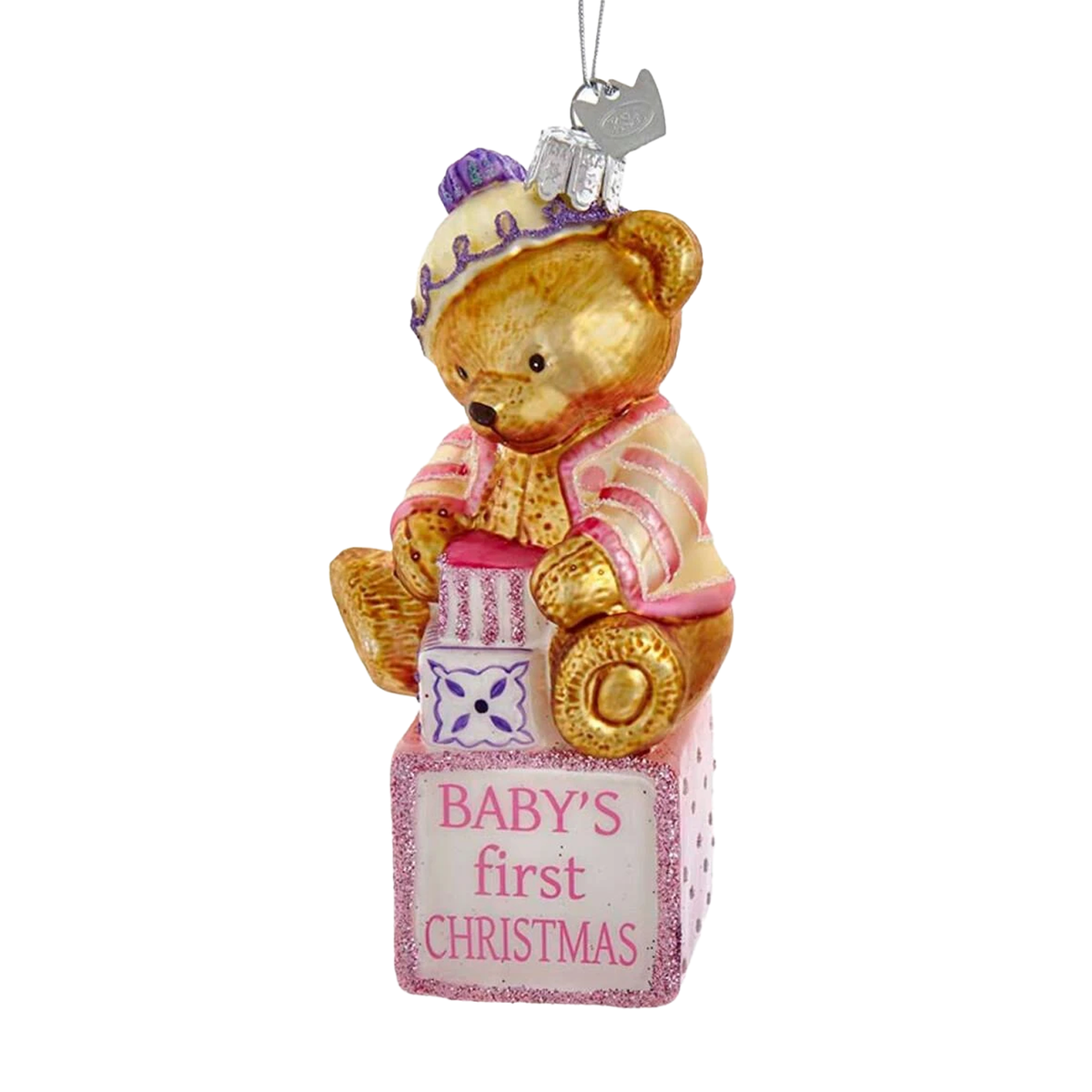 Baby's First Christmas Baby Bear Ornament - Pink