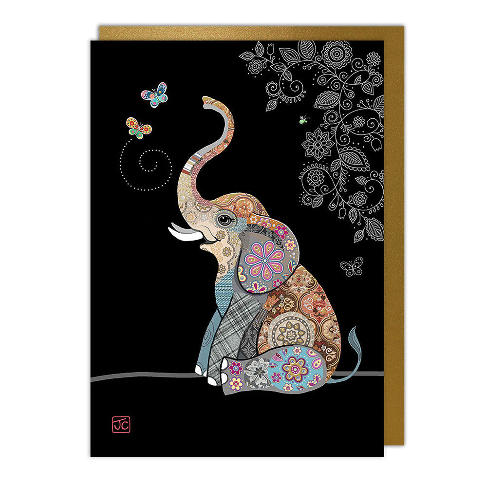 Elephant Butterfly Blank Greeting Card