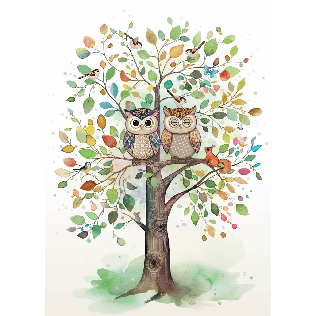 Two Owls Blank Greeting Card