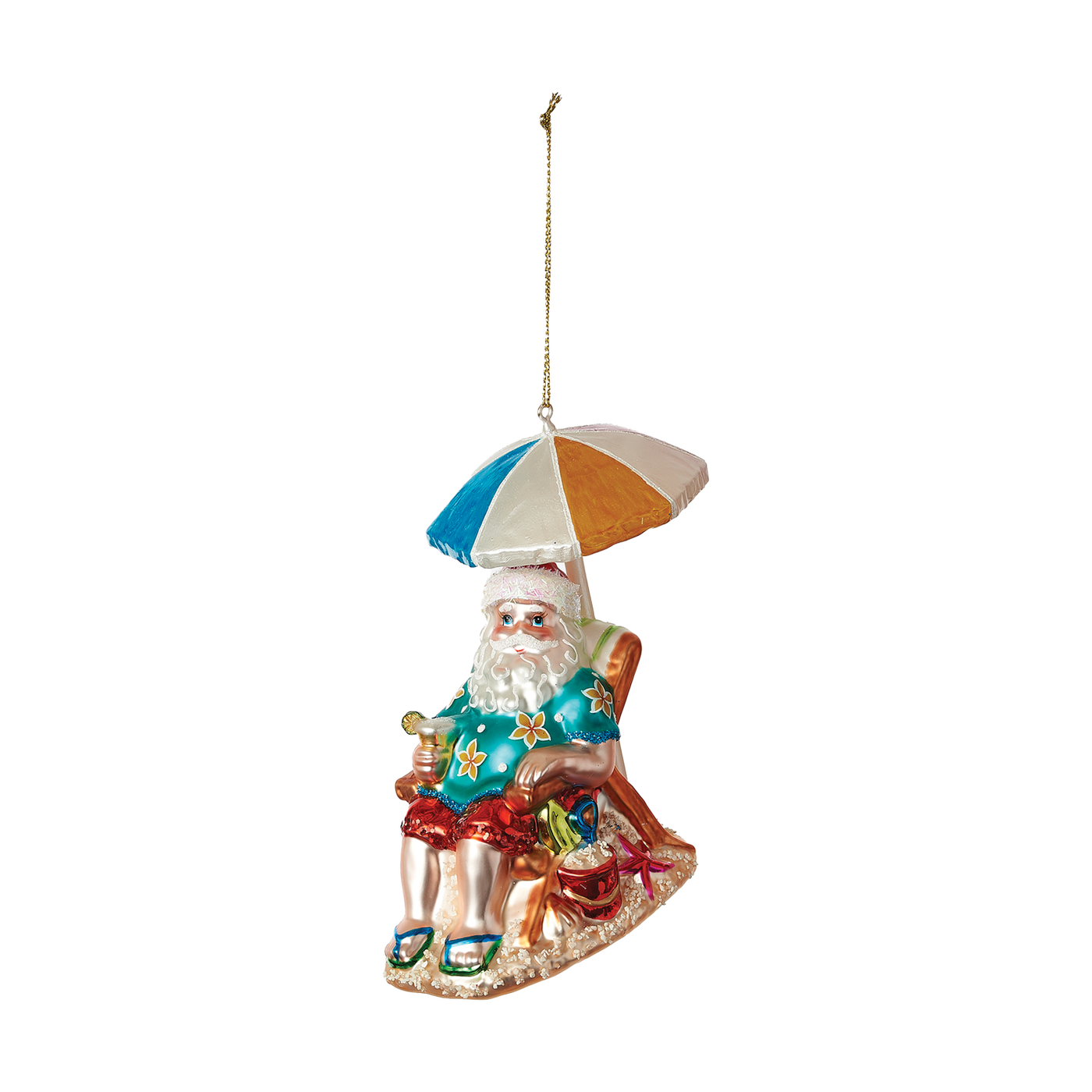 Beach Bum Santa Ornament - Sitting In Beach Chair