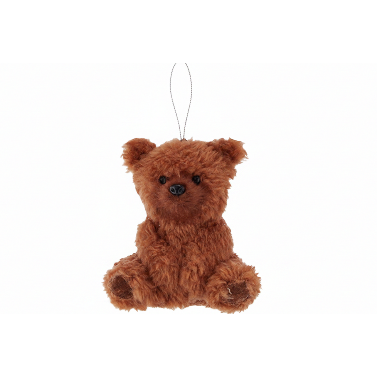 Furry Teddy Bear Ornament - Brown Sitting