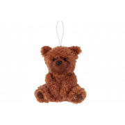 Furry Teddy Bear Ornament - Brown Sitting