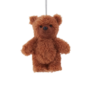 Furry Teddy Bear Ornament - Brown Standing