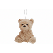 Furry Teddy Bear Ornament - Tan Sitting