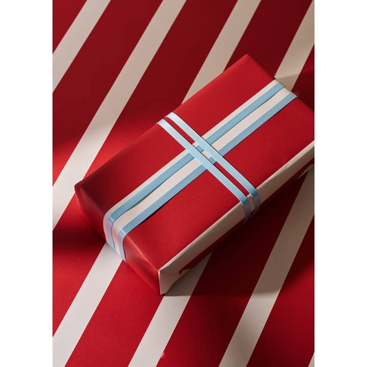 Olive & Red Stripe Double Sided Wrapping Paper