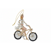 Golden Elegance Modern Girl On Bike Ornament - Dog