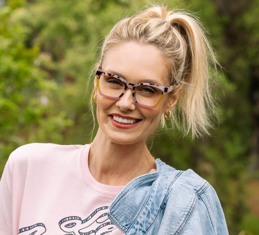 Birdie Reading Glasses - Pink Chai Colorblock