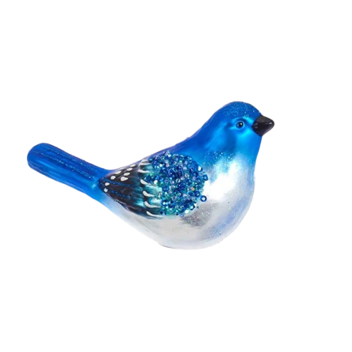 Blue Bird Glass Ornament - Sitting