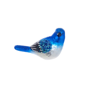 Blue Bird Glass Ornament - Sitting & Looking Right