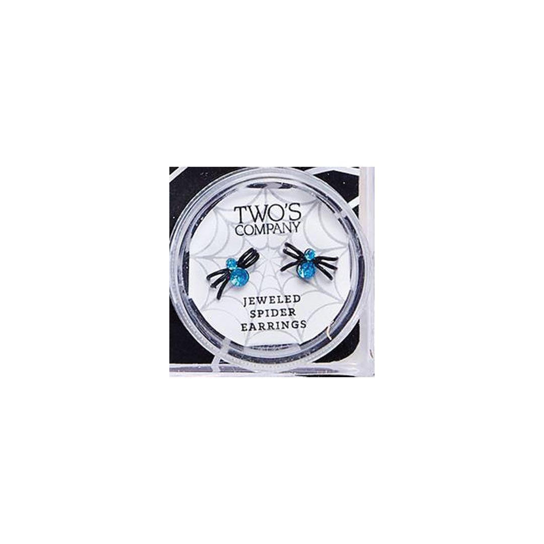 Crystal Spider Earrings - Blue & Black
