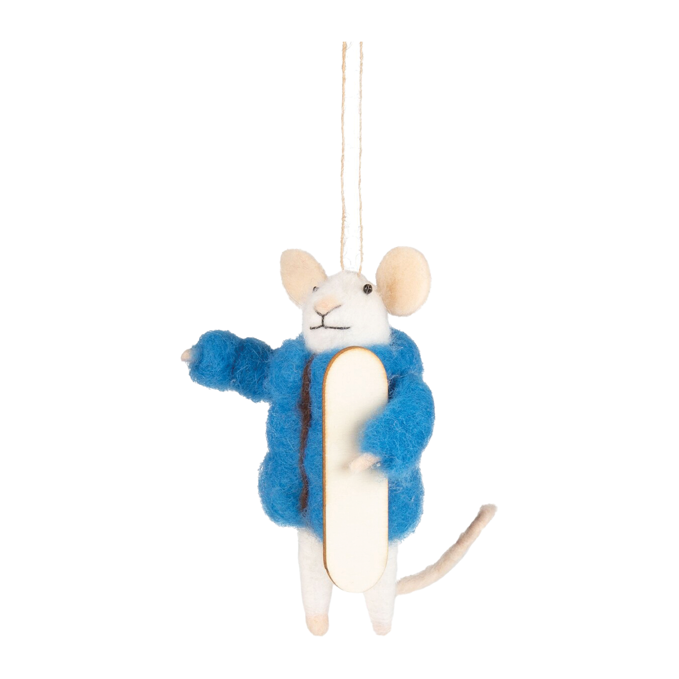 Snow Boarding Mouse Ornament - Blue