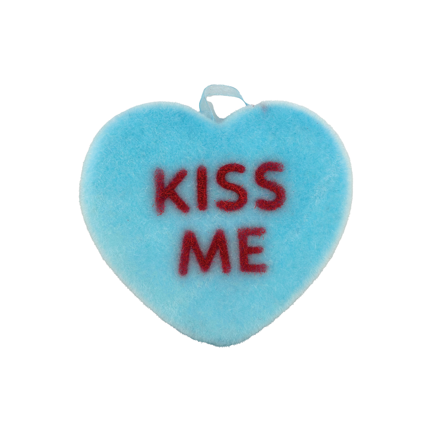 6" Flocked Conversation Heart - Blue Kiss Me - Just Fabulous Palm Springs