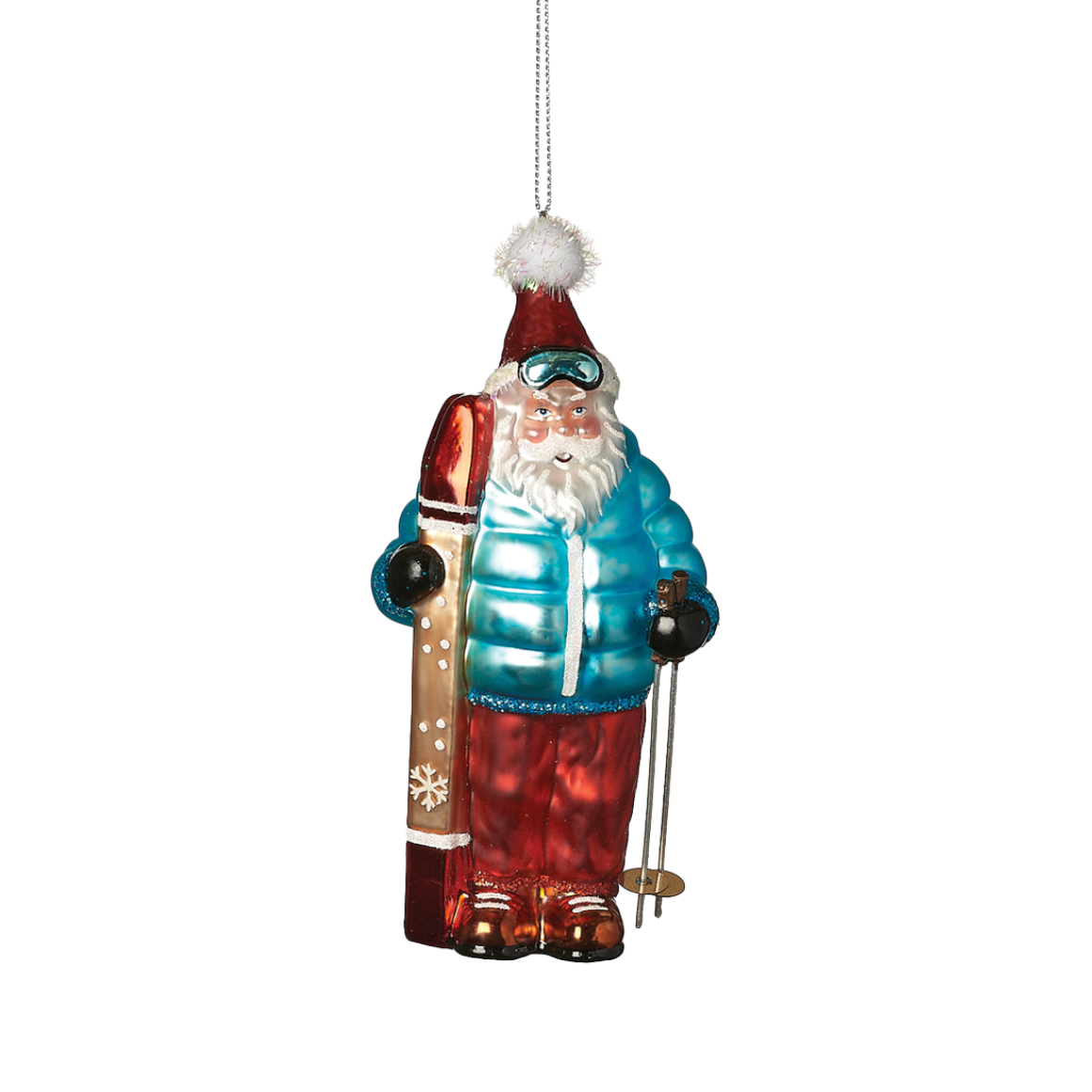 Santa Skier Ornament -  Blue