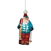 Santa Skier Ornament -  Blue
