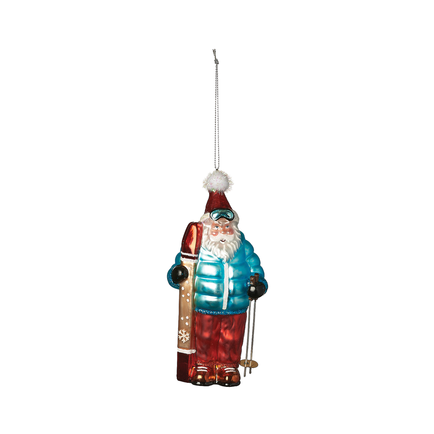 Santa Skier Ornament -  Blue