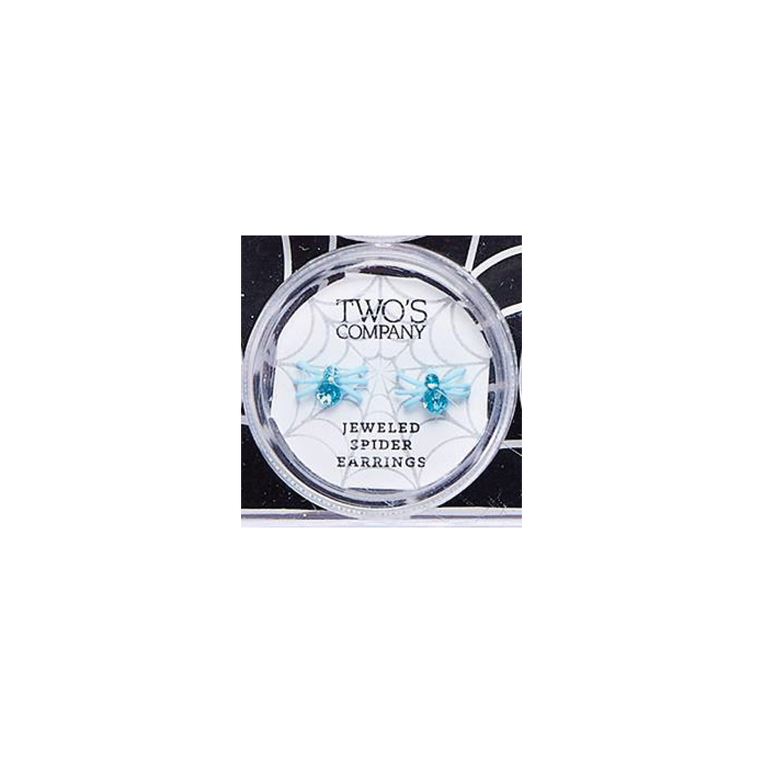 Crystal Spider Earrings - Blue