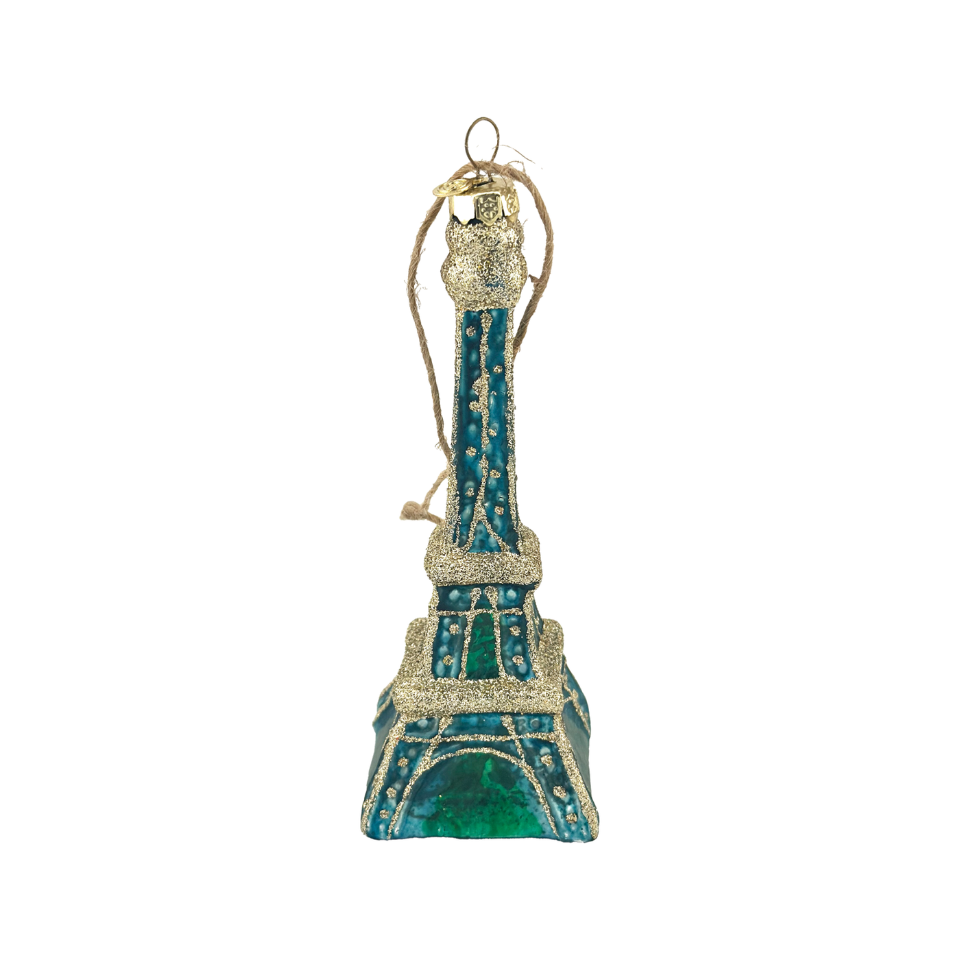 Rainbow Eiffel Tower Glass Ornament - Blue
