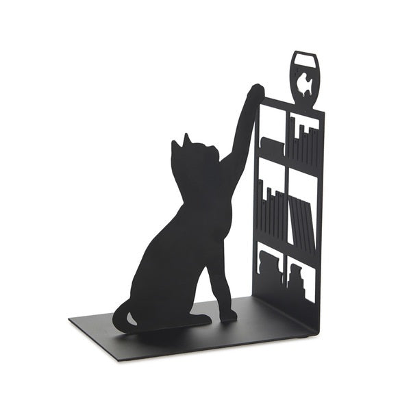 Fishing Cat Black Metal Bookend