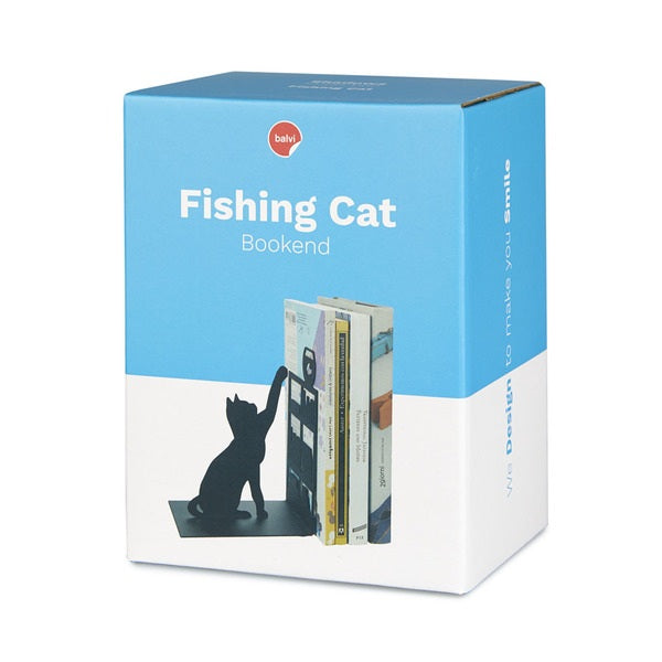 Fishing Cat Black Metal Bookend