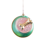 Puppy Dog Bowl Ornament - Teal