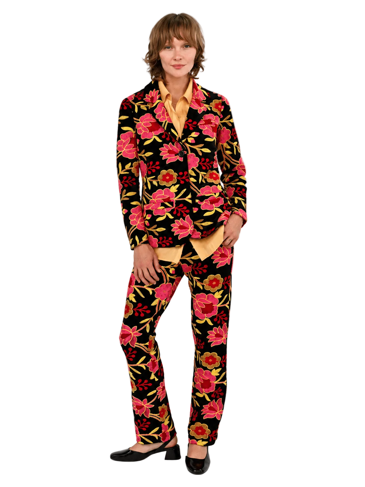 Britt Blazer Embroidered Velvet Pink