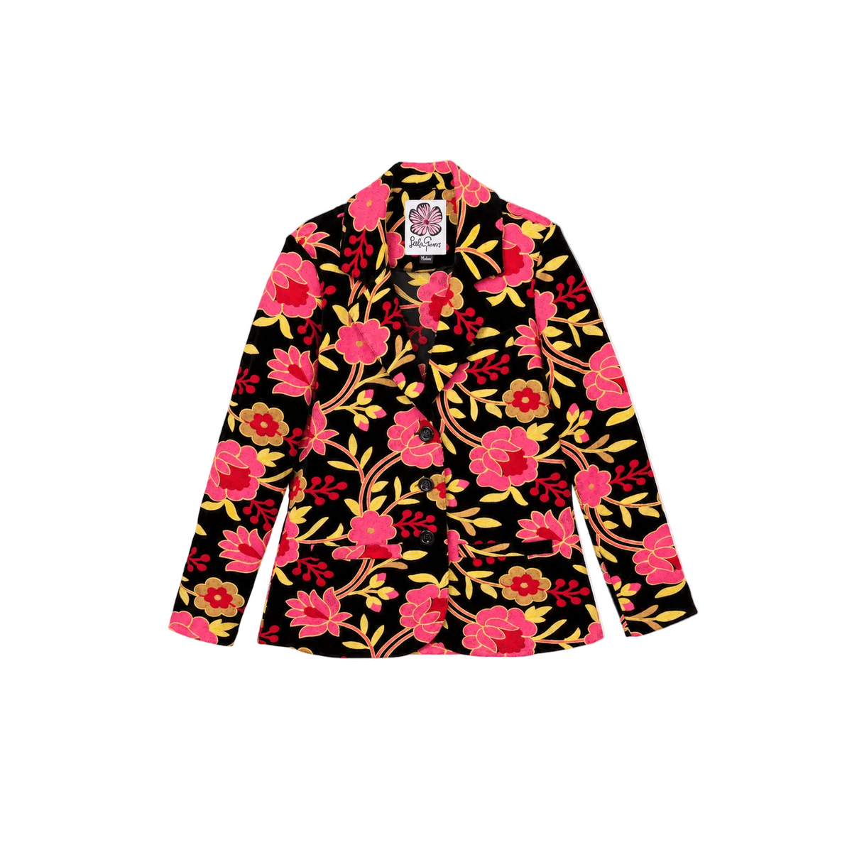 Britt Blazer Embroidered Velvet Pink