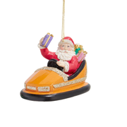 Carnival Santa In Bumper Car Ornament - Yellow