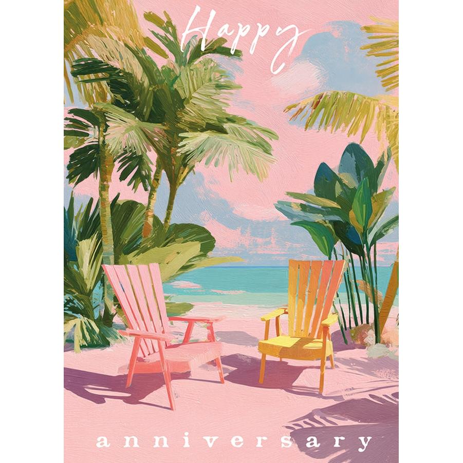 A Pair Of Chairs Anniversary Greeting Card - Just Fabulous Palm Springs