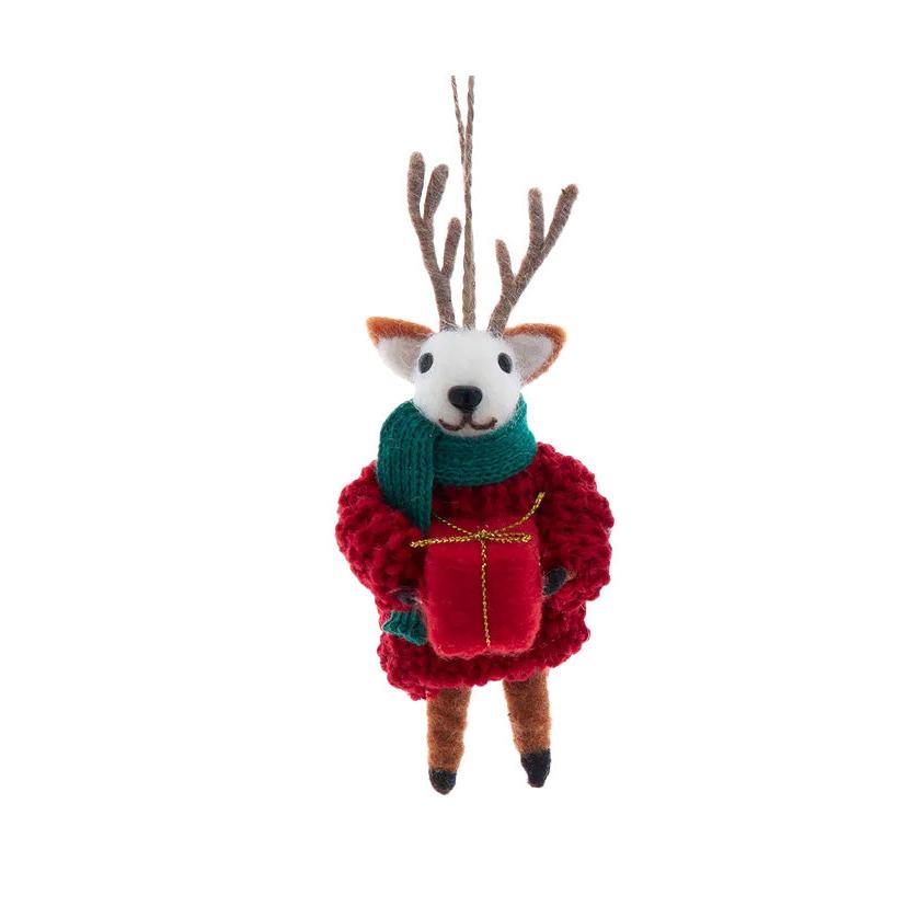 Deer With Scarf Ornament - Present