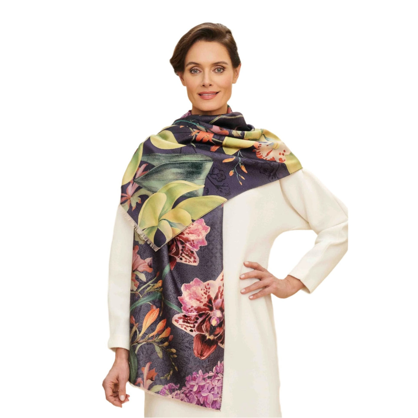 Exotic Evening Luxury Print Scarf - Ink