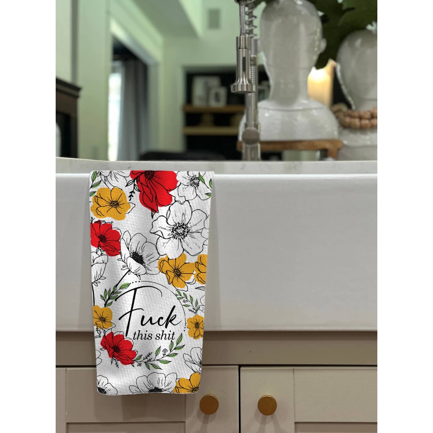 Fuck This Shit Waffle Weave Kitchen Towel