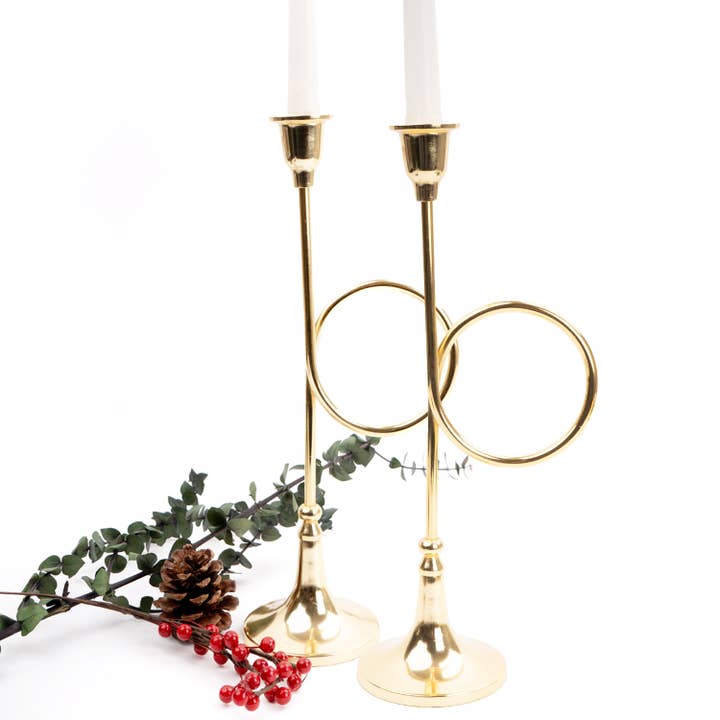 French Horn Candlestick Set - Large