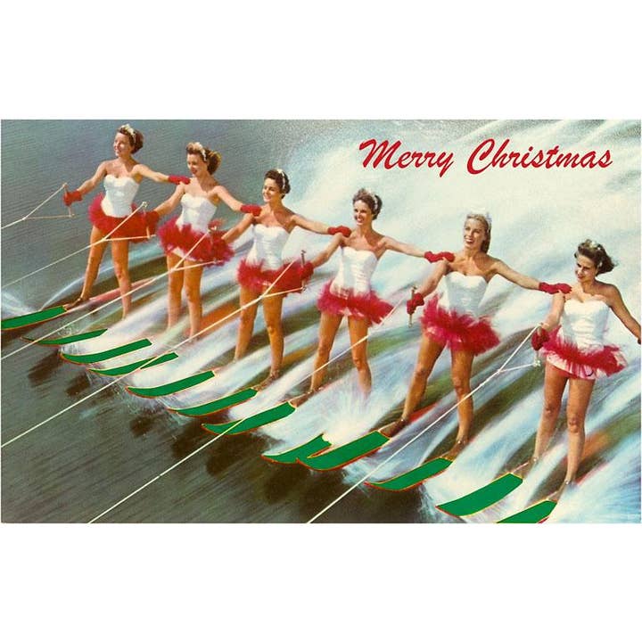 Vintage Women Water Skiers Christmas Magnet