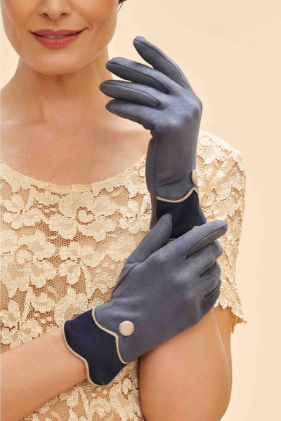 Pandora Faux Suede Gloves - Navy