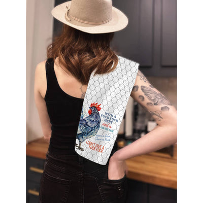 With A Fuck Fuck Here Waffle Weave Kitchen Towel